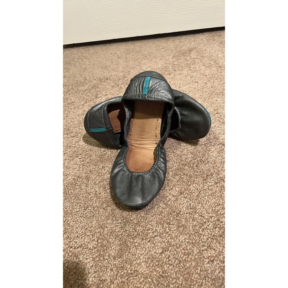 Tieks Metallic pewter Leather Foldable Ballet Flats Size 9